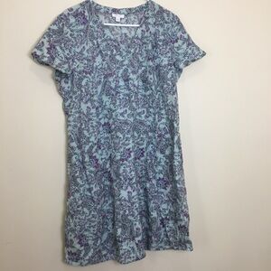 J. Jill Mint Green Linen Top with Purple Paisley Print